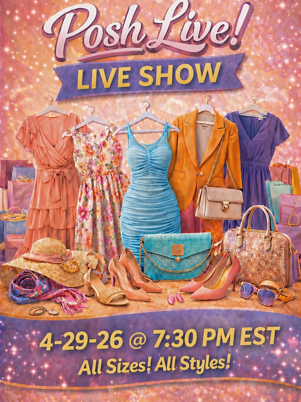 Posh Live. Women’s Clothes. All Sizes. Shoes, Bags, Bathing Suits.